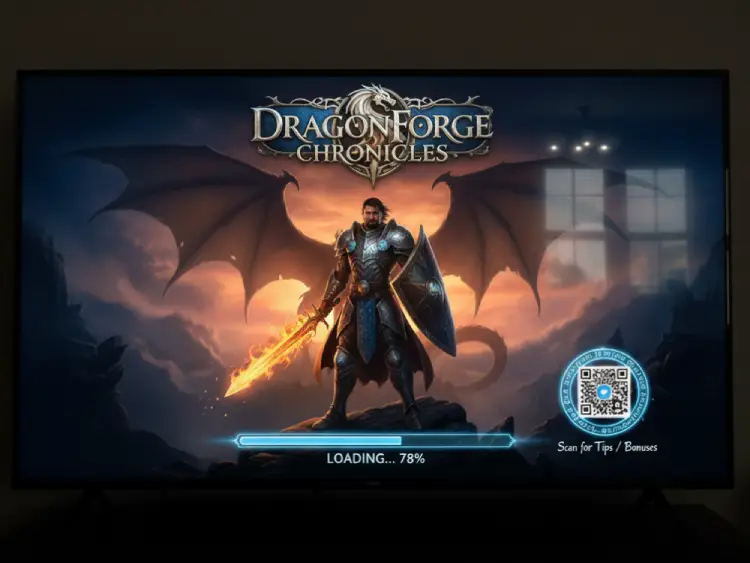 In-game loading screen displaying QR Code for tips or promotions