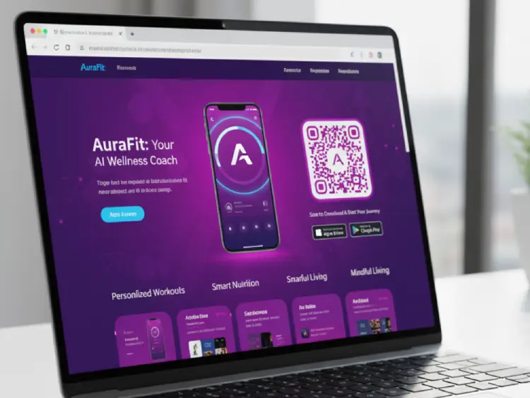 App launch web banner with QR Code for download or promotion