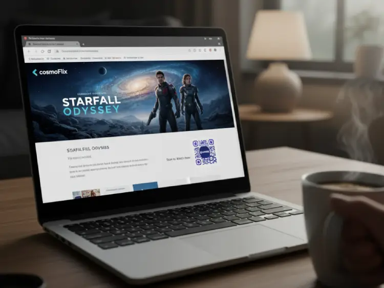 Movie site web banner with QR Code for trailers or ticket booking