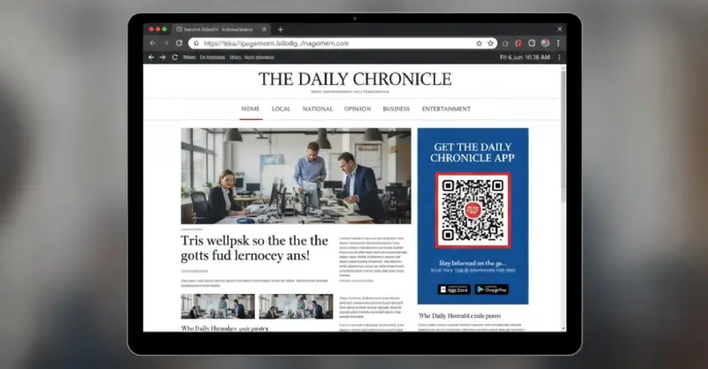 Newspaper web banner featuring QR Code for subscriptions or articles