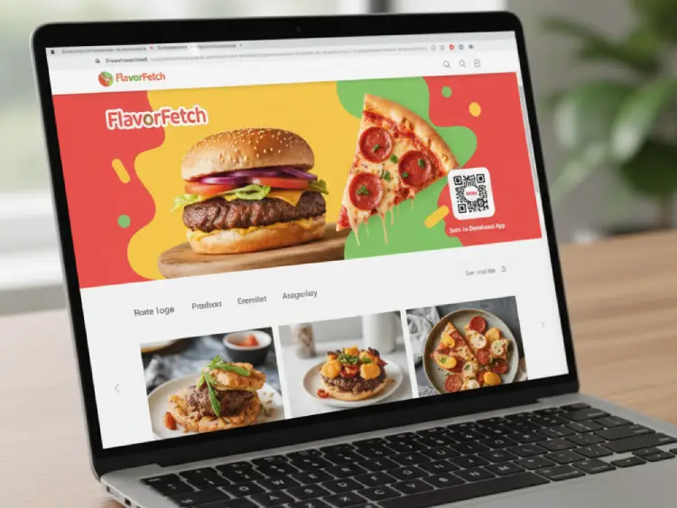 Restaurant web banner displaying QR Code for menu or offers