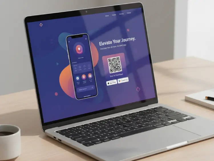 Website with QR Code for app launch or download