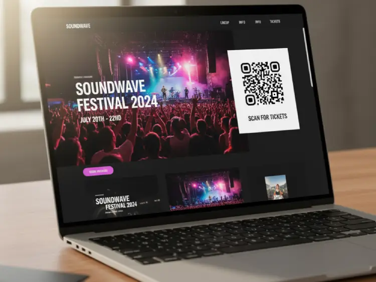 Concert website with QR Code for tickets or event info