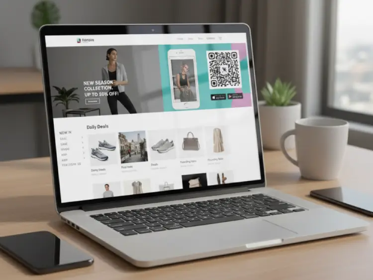 Fashion website with QR Code for latest collection or offers