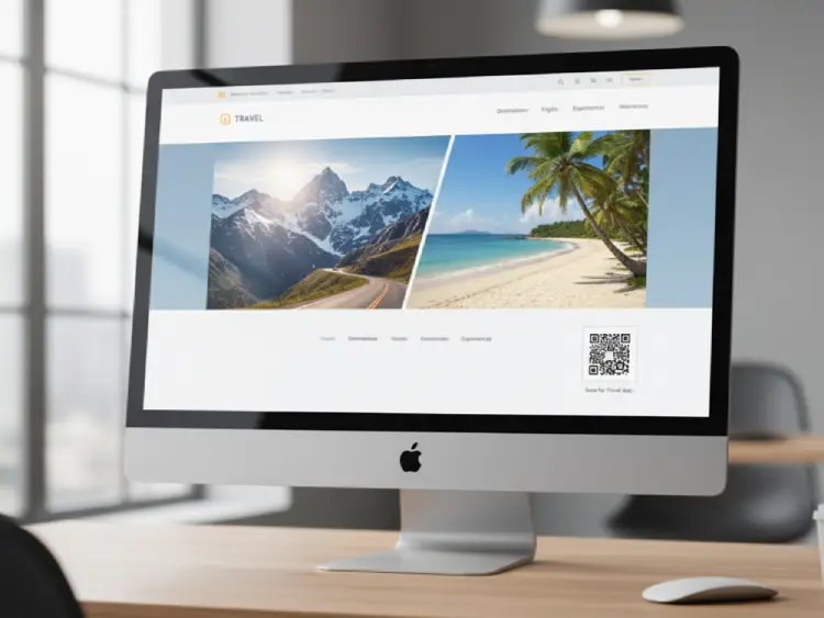 Travel website featuring QR Code for booking or destination guides