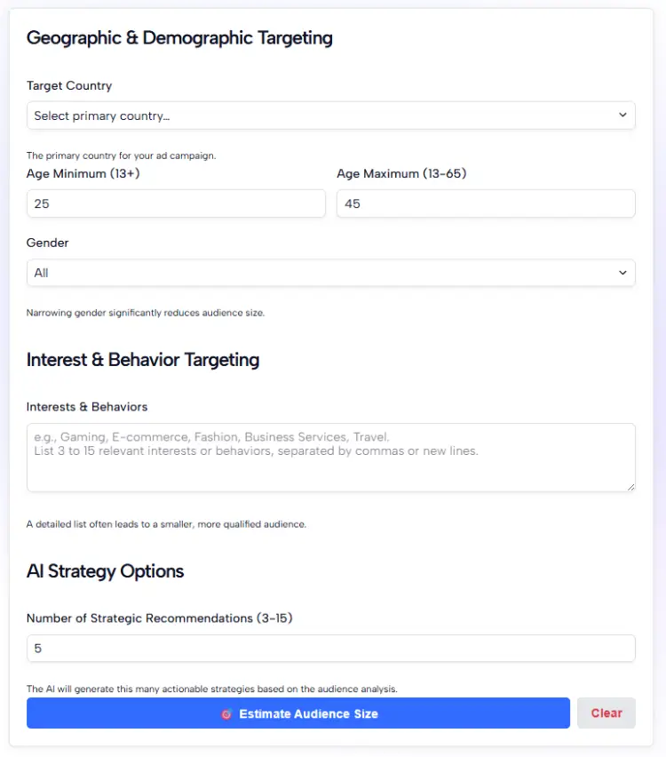 TikTok Ad Audience Size Estimator
