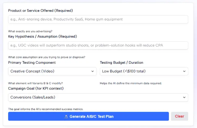 TikTok Ad Testing Tool