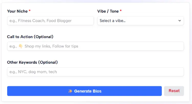 TikTok Bio Generator