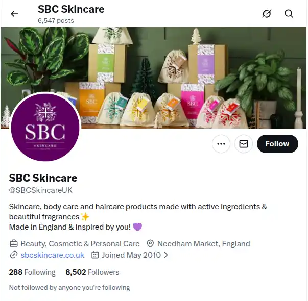 An X description of a cosmetics company.