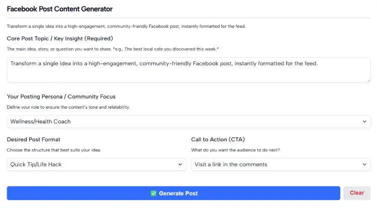 Facebook Post Generator