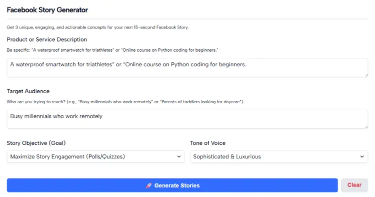 Facebook Story Ideas Generator