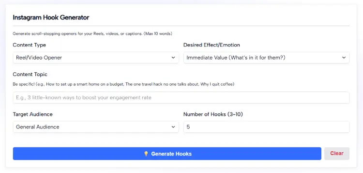 Instagram Hook Generator