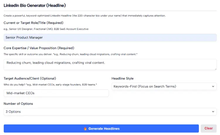 LinkedIn Bio Generator