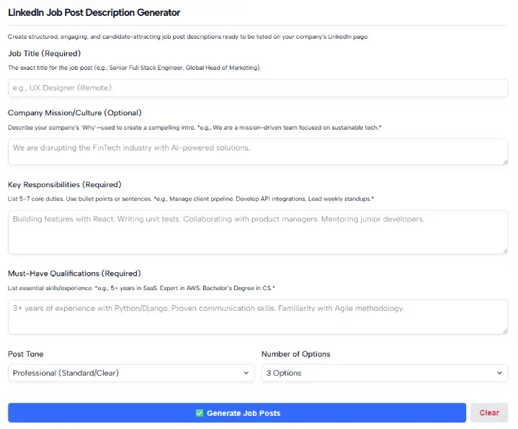 LinkedIn Job Post Description Generator