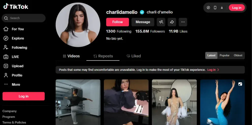 TikTok Charli D'Amelio